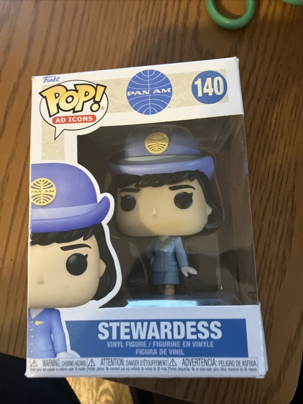 FUNKO POP BLACK HAIR STEWARDESS WITHOUT HANDBAG #140 (Pan Am) NEW IN BOX !!