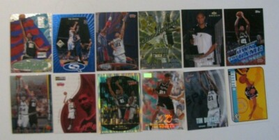 Tim Duncan Lot-12 cards (6 inserts-6 Base Cards) San Antonio Spurs HOFer SA SPUR