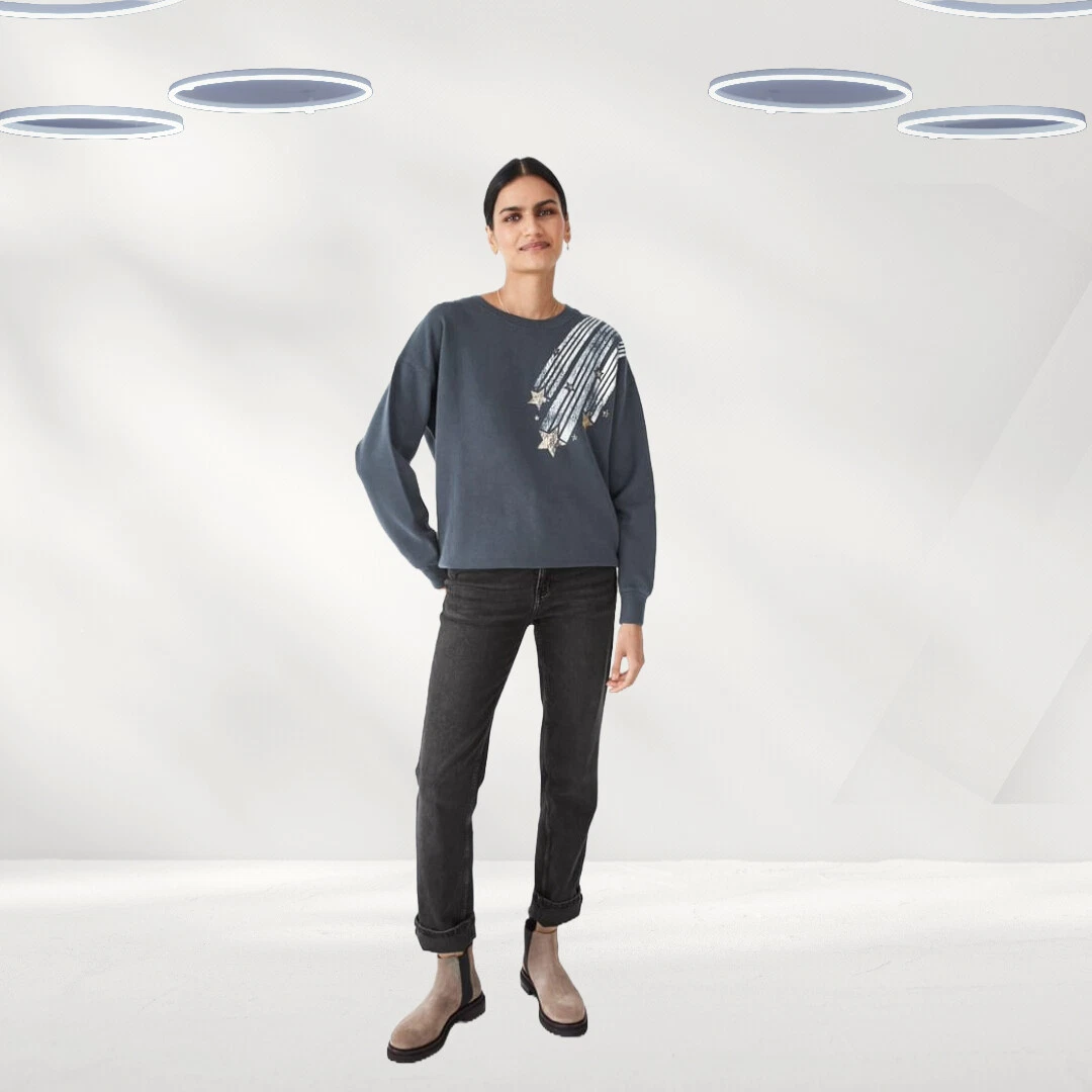 Ex Hush Women s Long Sleeve Metallic Shooting Star Sweatshirt in