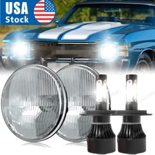 Pair 7" inch LED Round Headlight High/Low Beam For 1971-1973 Chevy Chevelle SS