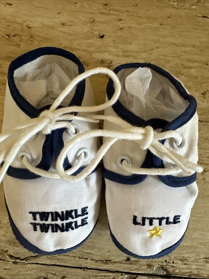 Twinkle Twinkle Little Star Infant Shoes Booties 1990s Blue White By Gold Bug - Изображение 4 из 4