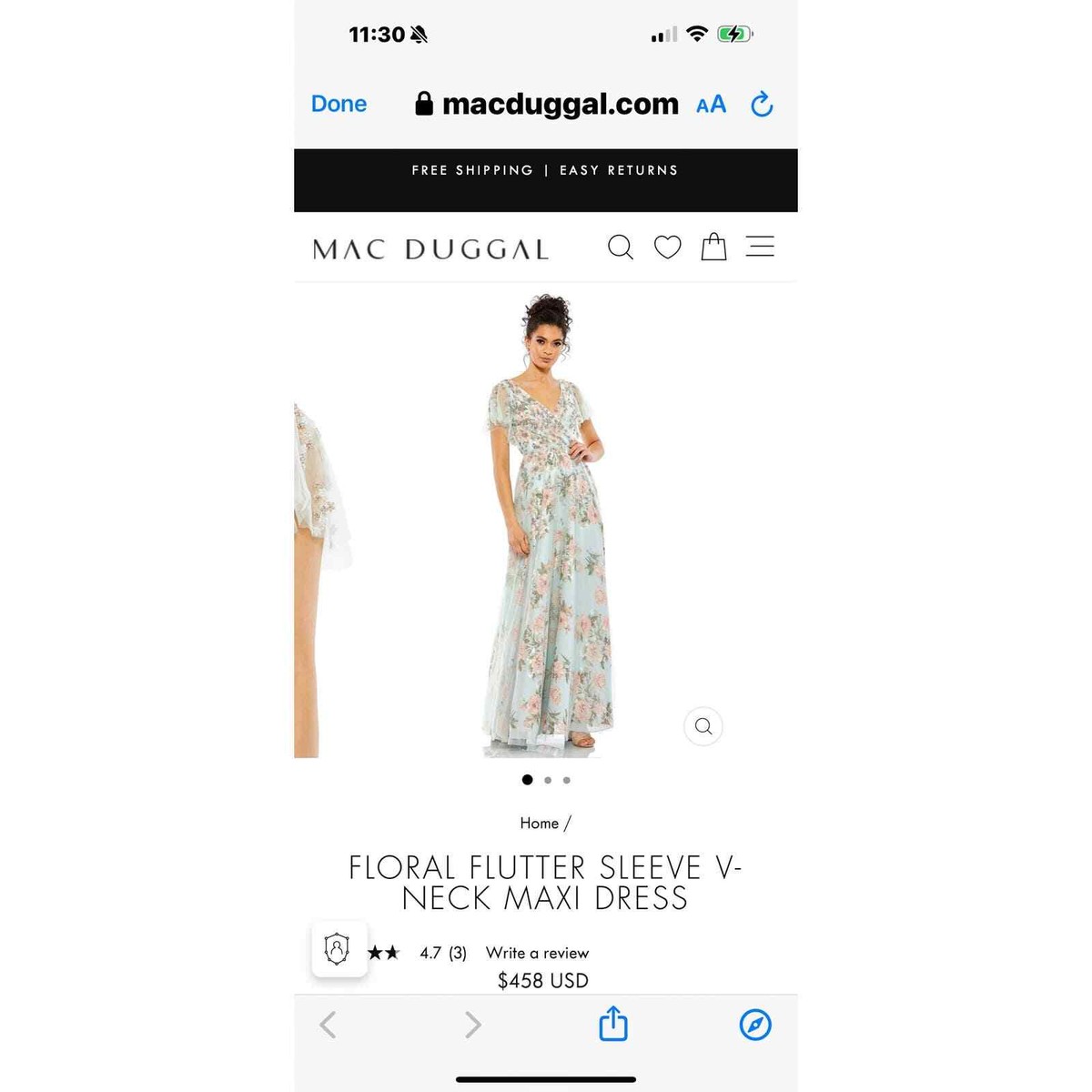 Mac Duggal ★【パーティー ドレス】Floral Flutter Sleeve Gown Mac Duggal Pink Multi Floral Flutter Sleeve Chiffon Gown