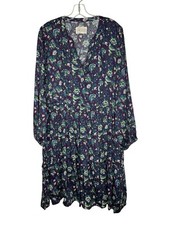 Destination 365 Dress Long-Sleeve Split-Neck A614499 Purple Size Medium New