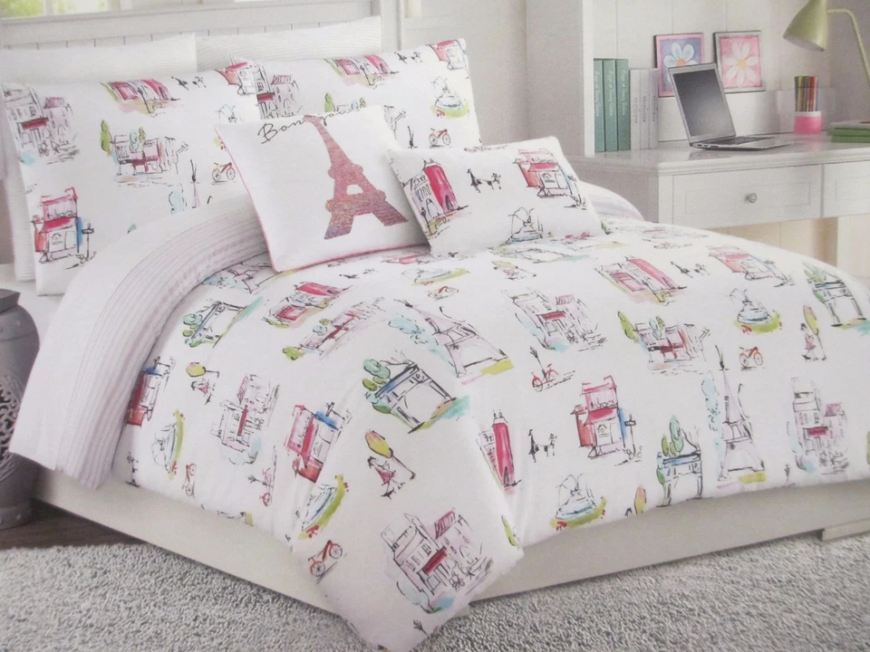 CYNTHIA ROWLEY 儿童 5 件套巴黎埃菲尔铁塔水彩被子套装 - 全尺寸/大号 — 第 2/4 张图片