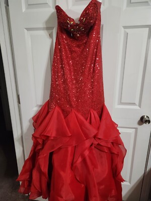 open lace back dress CLARISSE 810171 RED PROM DRESS – PROM BAE