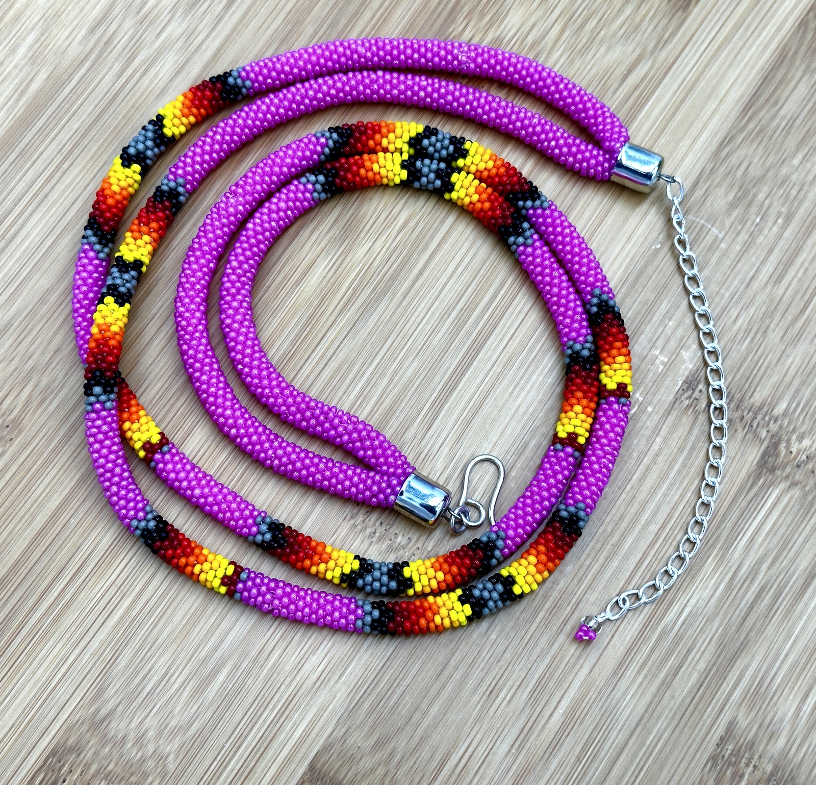 Handmade Beaded Deep Pink Rope double layered necklace | eBay