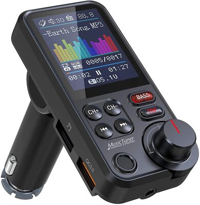 Nulaxy Bluetooth Adapter Auto, Starkes Mikrofon FM Transmitter Auto Bluetooth