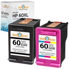 60 60XL Ink Cartridges Black Color for HP DeskJet F2423 F2680 F4280 Envy - 2PK