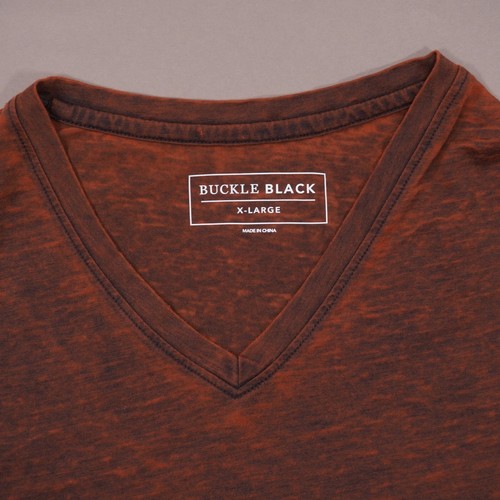 Buckle Black Burnout V-Neck Short Sleeve T Shirt Mens XL Orange BB3165 EUC - Picture 3 of 6