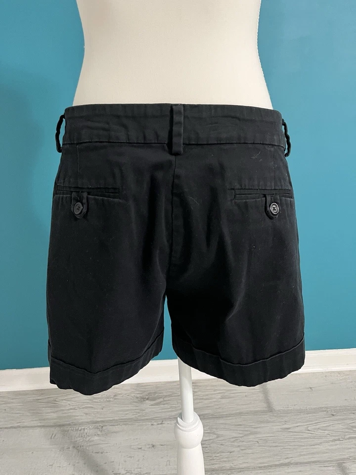 Pantalones Cortos Jennifer & Grace Mujer Talla 12 Puños Bermudas Informales Frente Plano Negros Foto 3 de 4