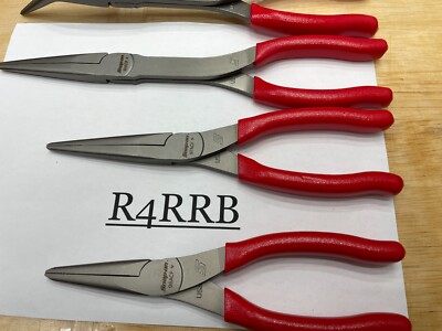 Snap-On 2-Piece Long Neck Needle Nose Pliers Set – Red Soft Grip – 11” & 10-7/8” (USA)