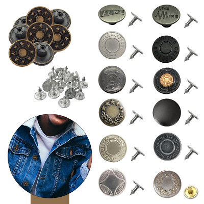17mm No Sew Hammer Jean Button Antique Design With Pins for Denim 8pcs to 100pcs