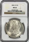 1882-CC $1 Morgan Silver Dollar, NGC Graded MS 63, Carson City Mint!
