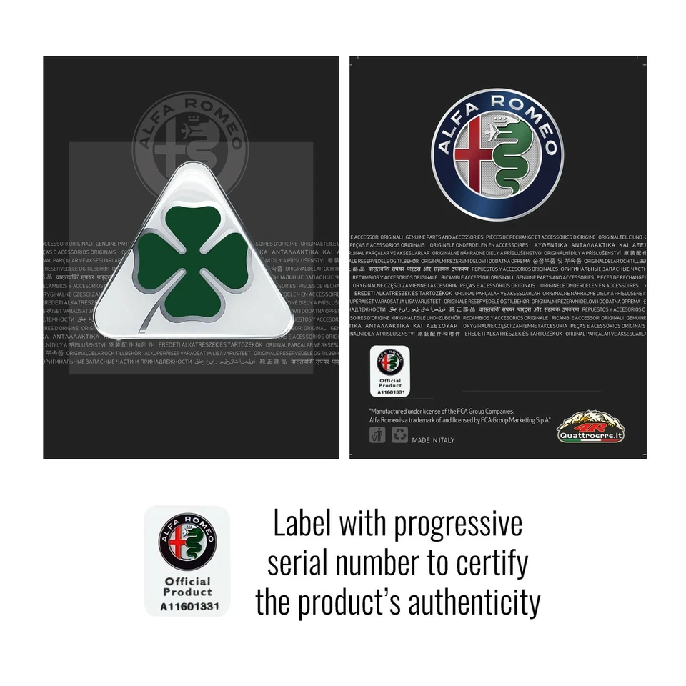 Adesivo Alfa Romeo 3D Ufficiale Quadrifoglio Verde 100 mm - Immagine 4 di 4