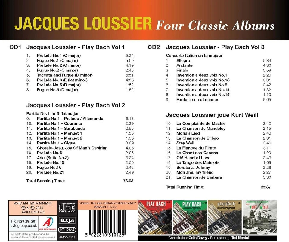 Jacques Loussier Four Classic Albums 2-CD NEW SEALED 2013 Remastered Jazz - Image 2 of 4
