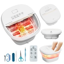 Pedicure Foot Spa with Bubble and Heat,Collapsible Foot Soaking Tub with Remo...
