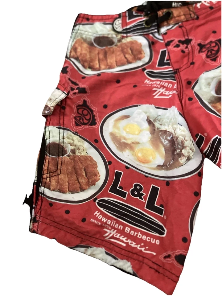 Hawaiian Island Creations *L&L Hawaiian BBQ* Plate Lunch Board Shorts Boys 22 - Image 2 of 4