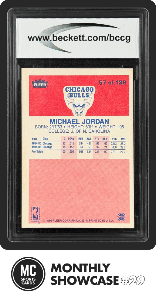 MICHAEL JORDAN BCCG 9 1986 FLEER #57 ROOKIE CARD RC BULLS HOF view 2