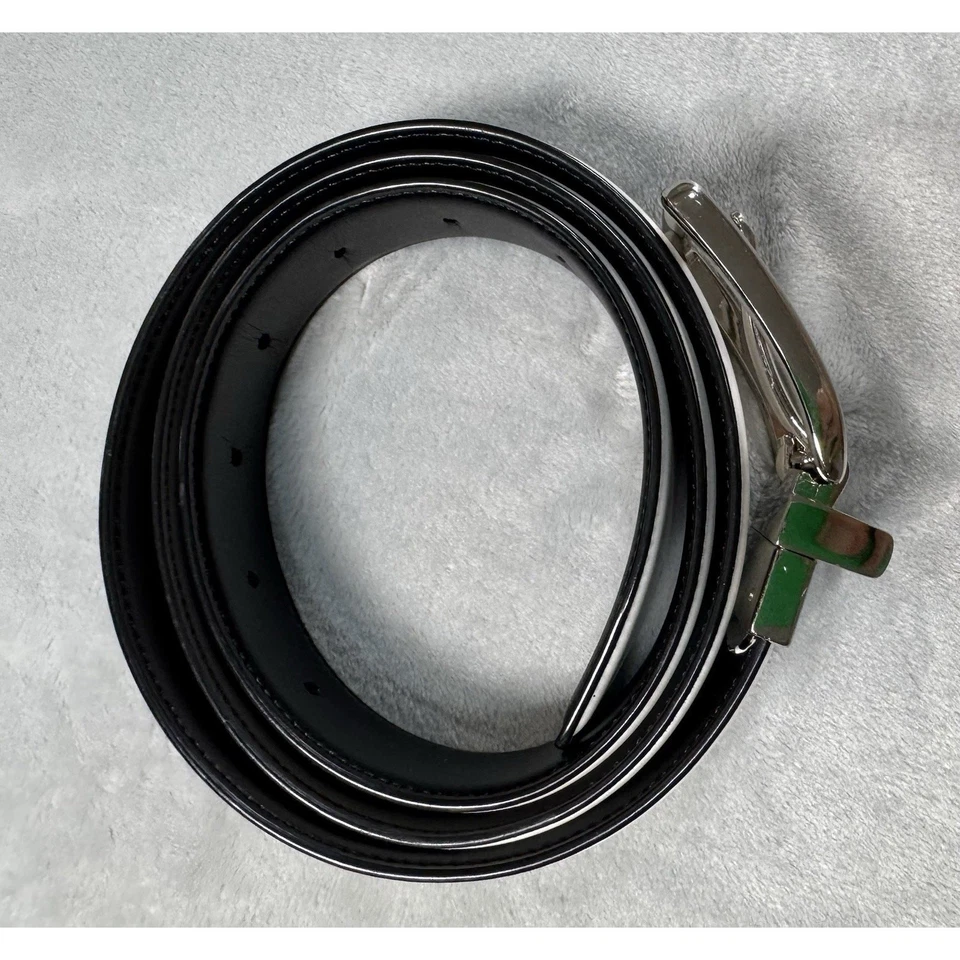 Ремень для гольфа двусторонний PGA Tour черный белый 36/90 серебристая пряжка логотип PGA - Изображение 4 из 4