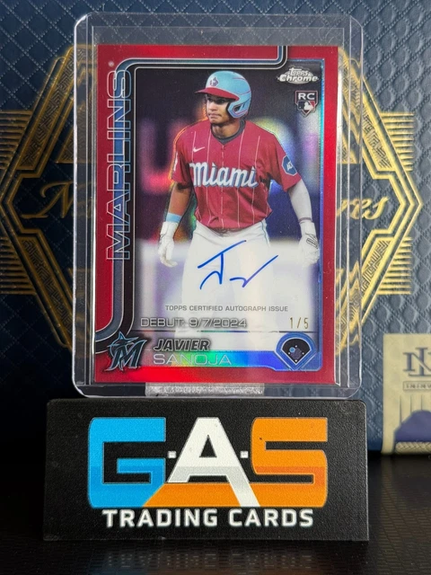 2025 Topps Chrome Update Javier Sanoja Rookie Debut Auto Red Refractor 1/5 SSP
