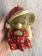 Christmas Mouse Decorative Wax Candle Red Painted Collectible Novelty