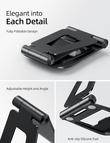 Nulaxy Tablet Stand, Foldable Adjustable Holder Compatible A-Black - 第 4/6 張圖片