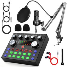 Complete Home Studio Recording Kit Mixer Condenser Microphone Set