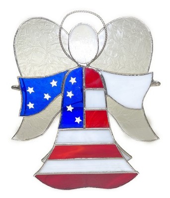 10  Stained Glass Patriotic Angel Figurine Stars Stripes Gallery Inc