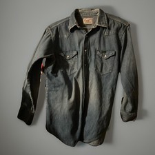 Vintage Wrangler SANFORIZED Denim Pearl Snap Button Shirt Men's 16.5 Western 34