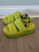 Women's UGG Brand Oh Fluffita Flatform Slide Shoes Slipper Sandals Size 9 Green