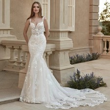 Fashion Mermaid Wedding Dresses for Women Bride Sweetheart Sleeveless Buttons