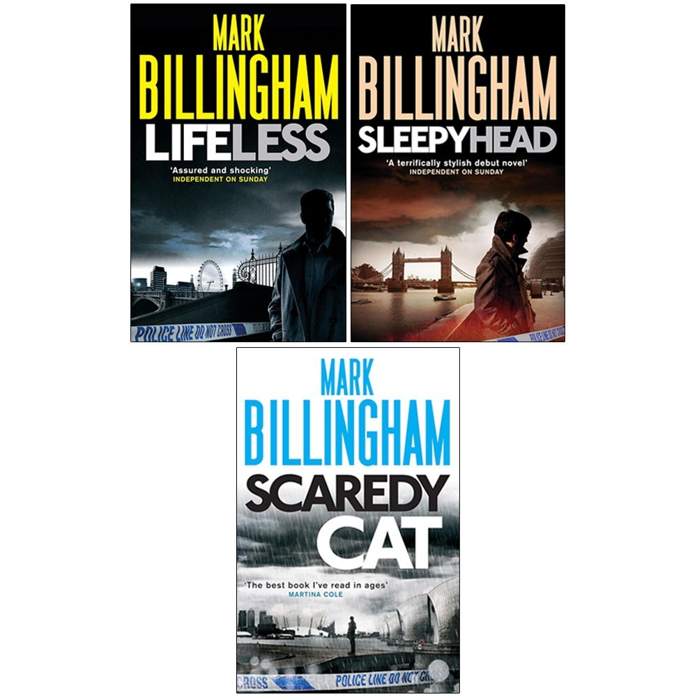 Mark Billingham Collection 3 Books Set Sleepyhead, Scaredy Cat, Lifeless