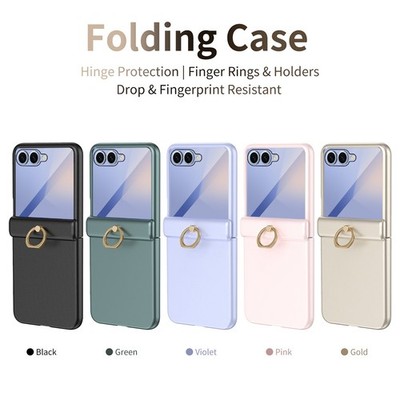 Ring Holder Hinge Case w/Built-in Screen Protector For Samsung Z Flip 7 6 5 4 3 