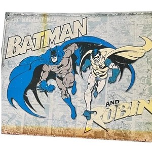 Vintage 1989 Batman and Robin metal sign 16x12 1/2 inches