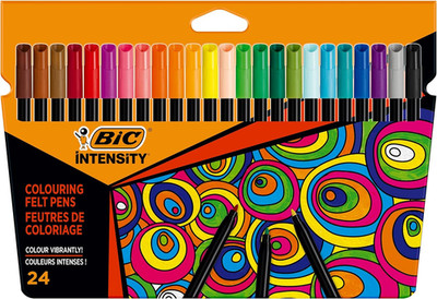 BIC Intensity Felt Tip Pens, Vibrant Colouring Pens, School Supplies for Kids or