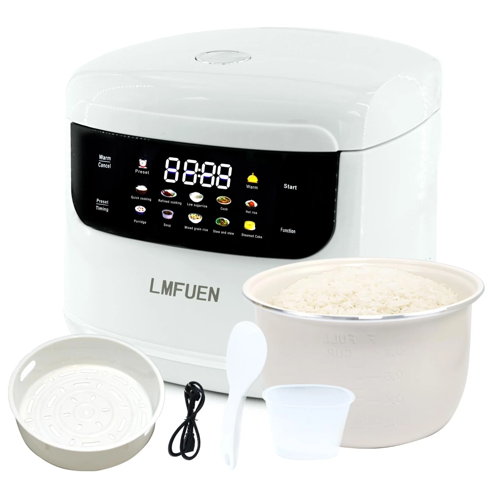 Portable 2L Mini Ceramics Rice Cooker,6 Cups Cooked/3 Cups Uncooked,400W Non-...