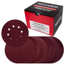 5" Red 8-Hole Pattern Sanding Discs, 50 Disc Variety Pack, Grits 80, 100,...