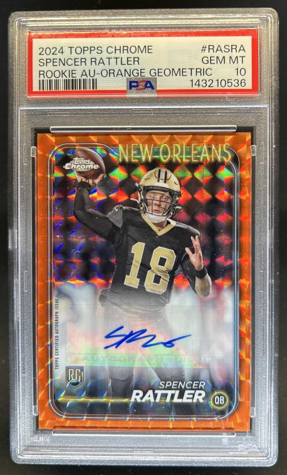 Spencer Rattler Topps Chrome Rookie Autographs Variations #RASRA Orange Geometric