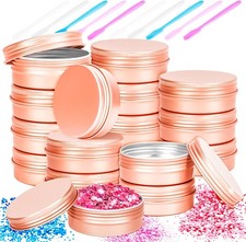 Tin Jars 2oz 60ml Metal Cans Aluminum Rose Gold 16 Pack