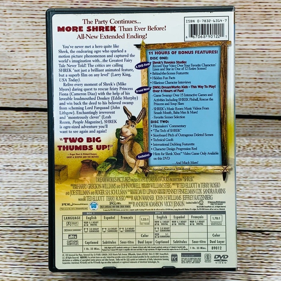 Shrek [2001 DVD] Two-Disc Special Edition Extended Ending Family Movie Foto 2 de 4