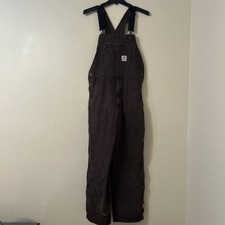 Carhartt Washed Duck Insulated Bib Overall Loose Fit Small R Canvas Dark Brown