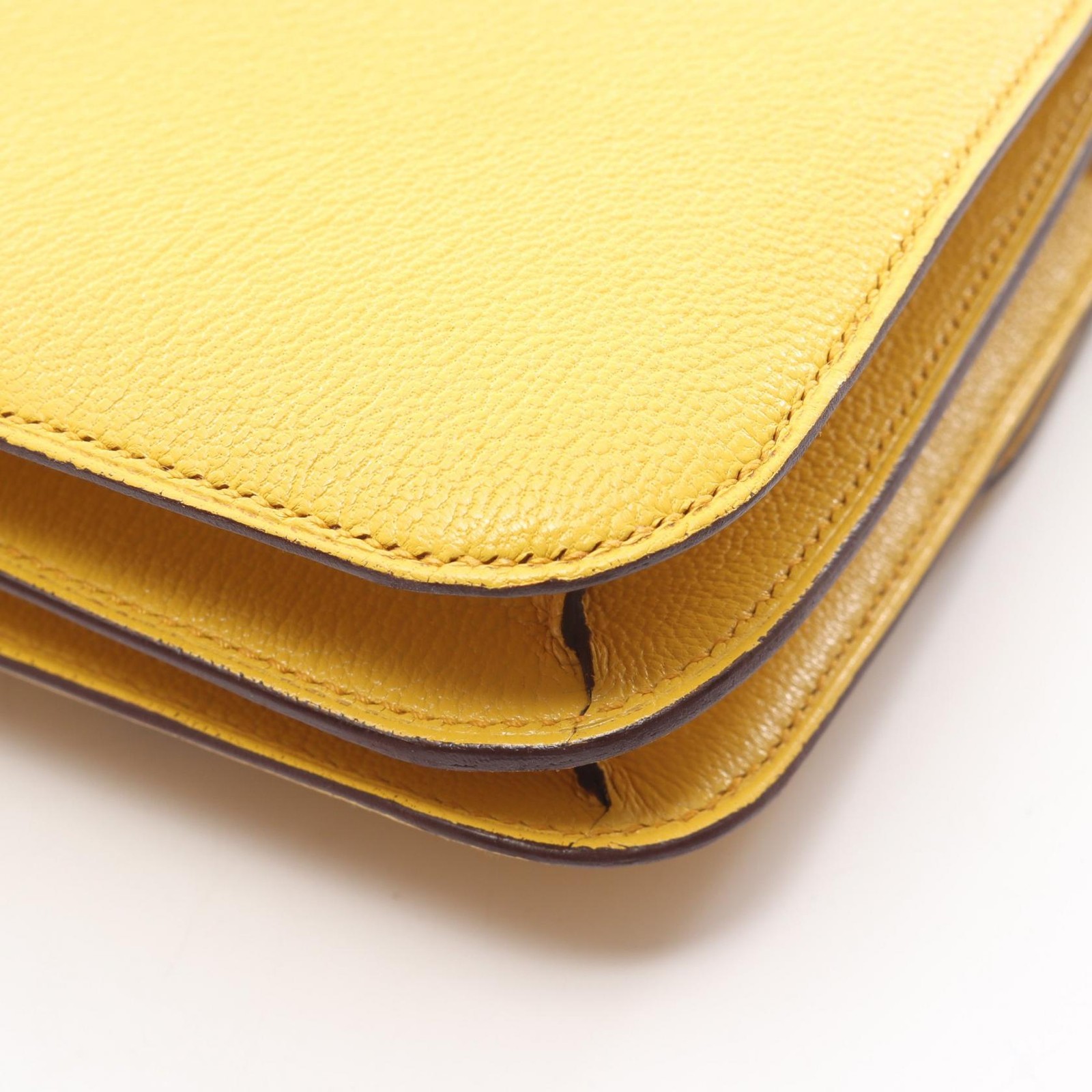 HERMES Constance 3 mini Shoulder hand Bag B Chevre leather Sun Used SHW thumbnail 6