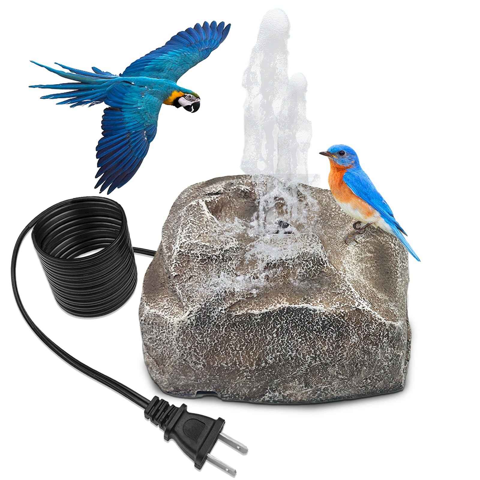 Bird Bath Fountain Bubble Outdoor Rock Water with Electric Pump for Hummingbird