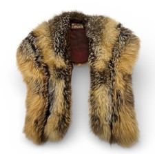 1950 s Vintage Raccoon Fur Collar Shawl Stole Peck s KCMO Thick Fluffy -HAS TEAR