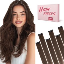  2 Dark Brown Women's 22in Human Hair Extensions Remy Single 6 Clip in 6Pcs