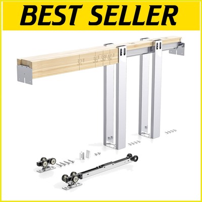 Commercial-Grade 42x80in Pocket Door Frame with Smooth Sliding and Soft Close