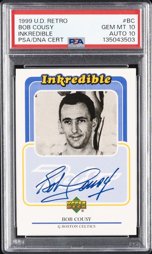 1999 UD RETRO INKREDIBLE INKREDIBLE #BC BOB COUSY PSA 10 AUTO 10