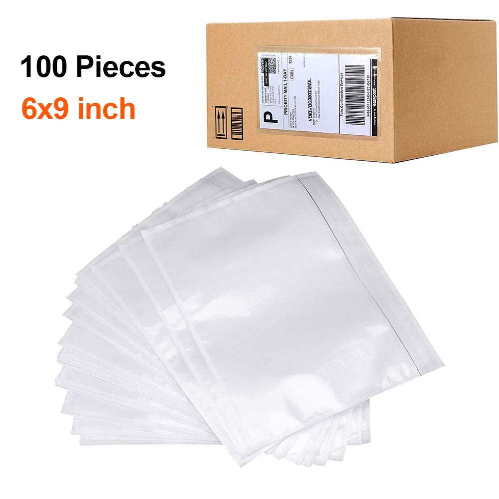 100 Packing List Envelopes Shipping Label Invoice Enclosed Pouch Adhesive 6"x9"