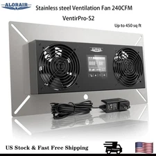 ALORAIR 240CFM Crawlspace Ventilation Fan LCD Stainless steel Exhaust Fan Timing