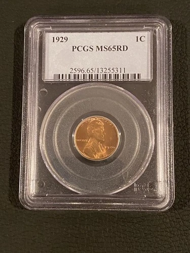 Vintage 1929 Lincoln Cent/Penny (Philadelphia Mint): PCGS MS65 RD (Red) UNC